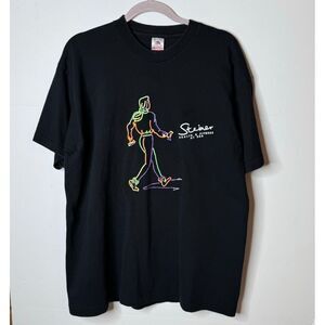 Vtg Steiner At Sea Fitness Shirt Gym XL Neon Graphic Black Single Fruit USA‎ 90s
